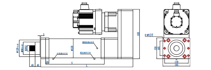 SFA134折疊式伺服電動缸結(jié)構(gòu)圖